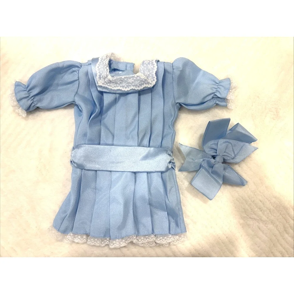 Vintage Pleasant Co American Girl Doll SAMANTHA Blue Skating Party Dress + Bow